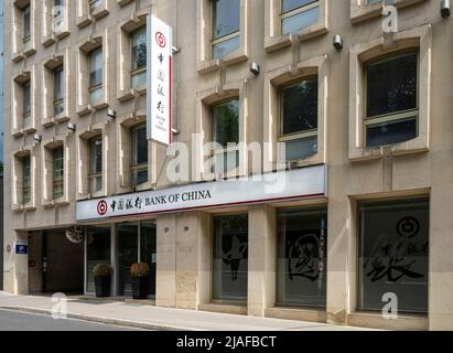 Luxembourg city, May 2022. the sign outside the Levi's brand shop in