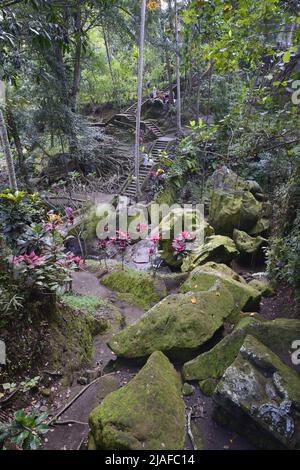 Huge basalt rocks at the Elephant Temple Goa Gajah, Indonesia, Bali Stock Photo