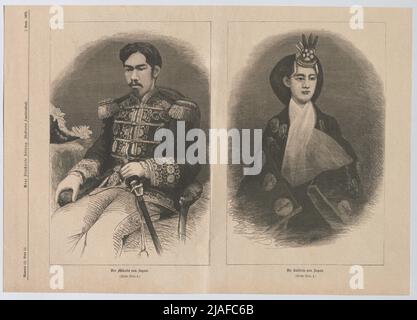 The Mikado of Japan. The Empress of Japan. '. Emperor Mutsuhito, Mikado von Japan, and the Empress of Japan (' Neue Illustrirte Zeitung. Illustrated Family Blazing. '). Unknown Stock Photo