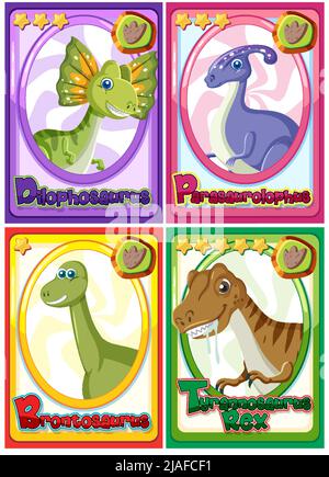 Dilophosaurus dinosaur cartoon card illustration Stock Vector Image ...