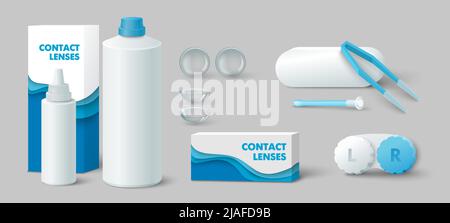 Contact lenses accessory for vision realistic set Stock Vector