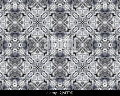 Kaleidoscopic background made from image of beer cans, seamless background Stock Photo