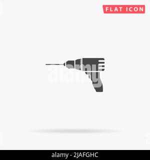 Electric screwdriver flat vector icon. Hand drawn style design illustrations. Stock Vector