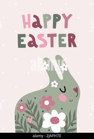 Easter bunny poster Stock Vector