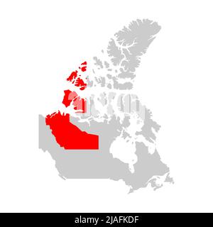 Northwest Territories highlight on map of Canada Stock Vector