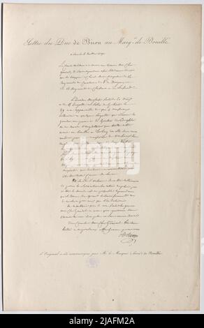 Letter from Duke of Biron to the Marq is de Bouillé. '. Brief von Armand-Louis de Gontaut, Duke of Biron, Duke of Lauzun, year Den Marquis de Bouillé, 1790. Unknown Stock Photo