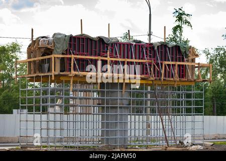 Bridge or overpass support under construction. Stock Photo