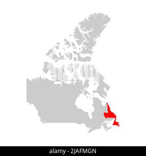 Newfoundland highlighted on the map of Canada Stock Vector