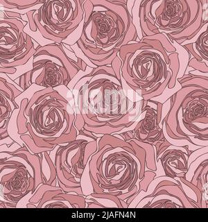 Hand drawn dusty rose roses flowers set, abstract blossom flowers ...