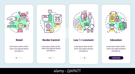 Biometric technology implementation onboarding mobile app screen Stock Vector