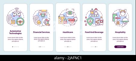Biometric technology using onboarding mobile app screen Stock Vector