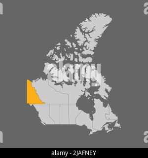 Yukon territory highlighted on the map of Canada Stock Vector