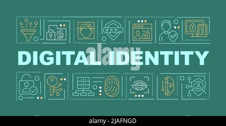 Digital identity word concepts green banner Stock Vector