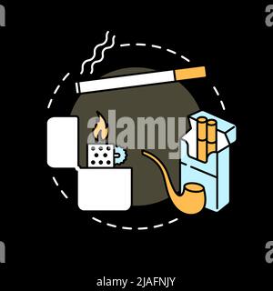 Smoking accessories concept icon for dark theme Stock Vector