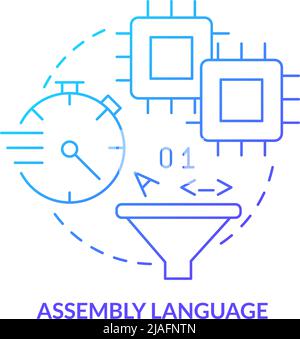 Assembly language blue gradient concept icon Stock Vector