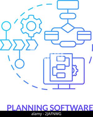 Planning software blue gradient concept icon Stock Vector