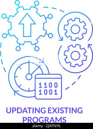 Updating existing programs blue gradient concept icon Stock Vector