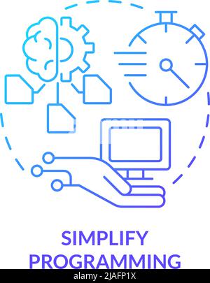 Simplify programming blue gradient concept icon Stock Vector
