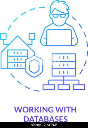 Working with databases blue gradient concept icon Stock Vector