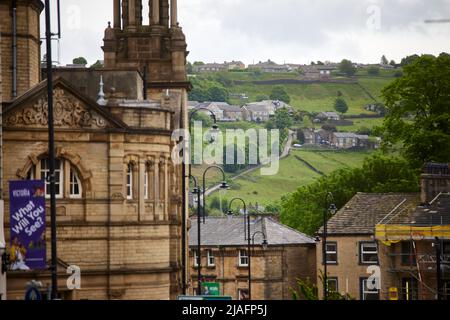 Halifax West Yorkshire, town centre map and destination signs Stock ...