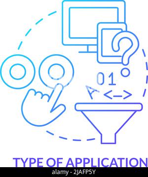 Type of application blue gradient concept icon Stock Vector