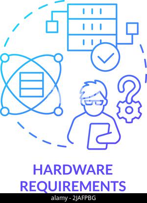 Hardware requirements blue gradient concept icon Stock Vector