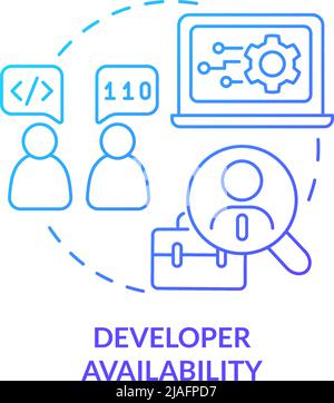Developer availability blue gradient concept icon Stock Vector