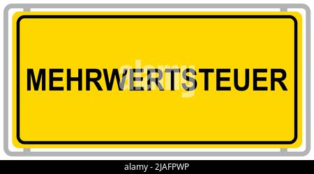 German yellow sign and value-added tax isolated on white background Stock Photo