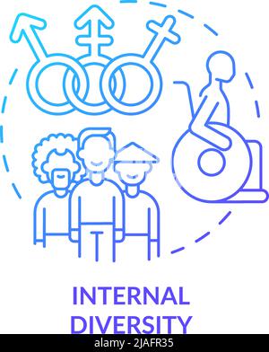 Internal diversity blue gradient concept icon Stock Vector