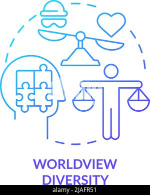 Worldview diversity blue gradient concept icon Stock Vector