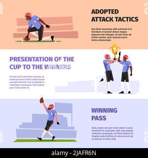 Sport banners. American football athletes active fast players rugby gamers garish vector templates Stock Vector
