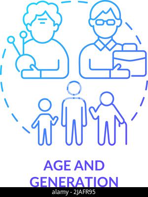 Age and generation blue gradient concept icon Stock Vector