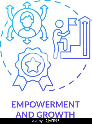 Empowerment and growth blue gradient concept icon Stock Vector