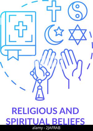 Religious and spiritual beliefs blue gradient concept icon Stock Vector