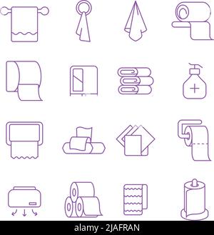 Napkin paper. Textile towels fold hygiene absorber paper garish vector collection icons of various towels Stock Vector