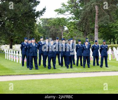 The U.S. military party at the Memorial Day service at Brookwood American Military Cemetery, Surrey UK Stock Photo