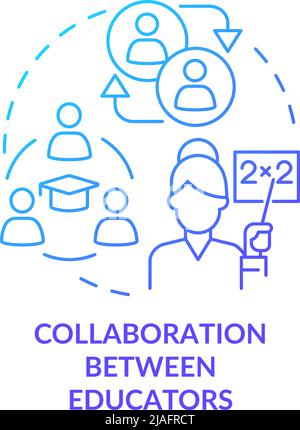 Collaboration between educators blue gradient concept icon Stock Vector