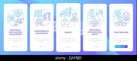 Traits of inclusive leaders blue gradient onboarding mobile app screen Stock Vector