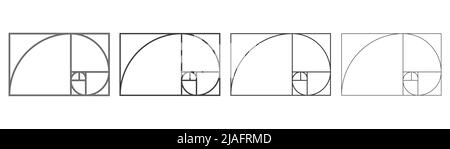 Vector drawing in golden ratio illustration of Fibonacci Stock Vector