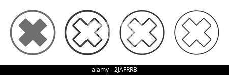 Collection of icons of different strokes. Vector black rejected icons Stock Vector