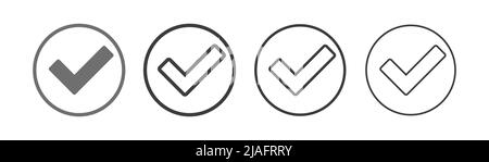 check mark set line icon Stock Vector