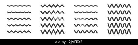 Collection of wavy and zigzag lines. Stock Vector