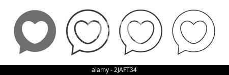 Collection of Heart in Speech Bubble Line Icons Stock Vector