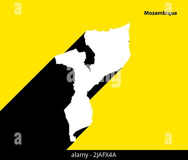 Mozambique Map on retro poster with long shadow. Vintage sign easy to edit, manipulate, resize or colourise. Stock Vector