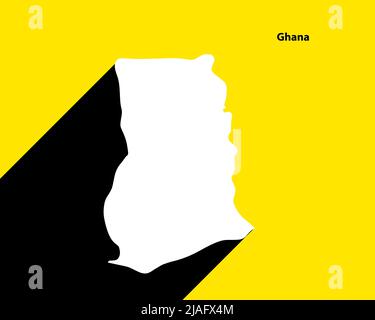 Ghana Map on retro poster with long shadow. Vintage sign easy to edit, manipulate, resize or colourise. Stock Vector
