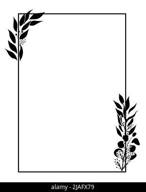 Floral Rectangular Frame or Border design isolated on white background  - vector illustration Stock Vector