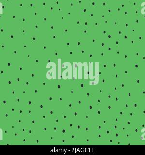 Abstract hand drown polka dots background. Green dotted seamless pattern with black circles. Template design for invitation, poster, card, flyer Stock Vector