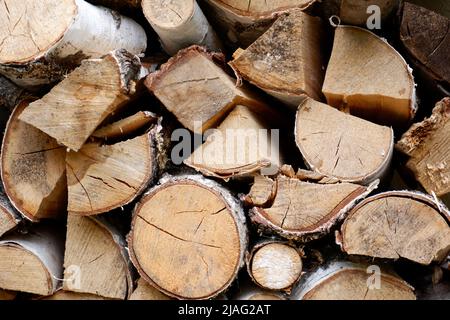 Stacked logs close up Stock Photo
