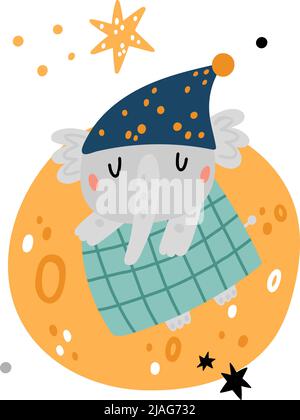 Cartoon elephant sleeping on the moon Stock Vector Image & Art - Alamy