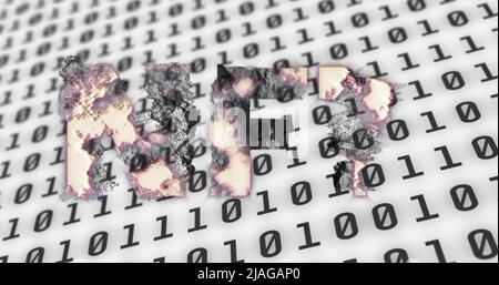 Image of nft text over binary coding. global business, finances, connections and digital interface concept digitally generated image. Stock Photo